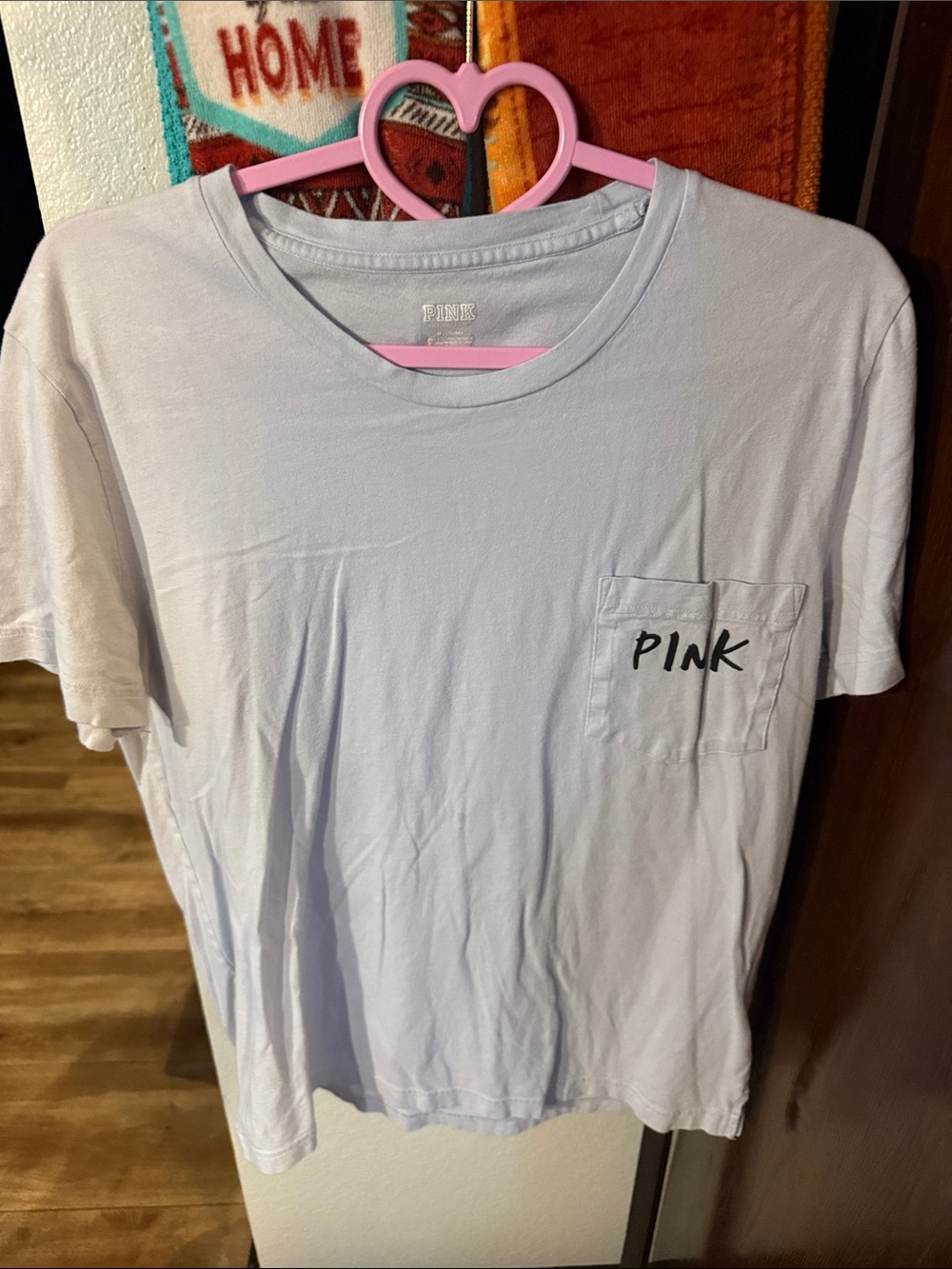 PINK Victoria's Secret Light Blue Pocket Tee